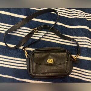 Coach Black Pebble Leather with Tan Interior Bag LIKE NEW!!!